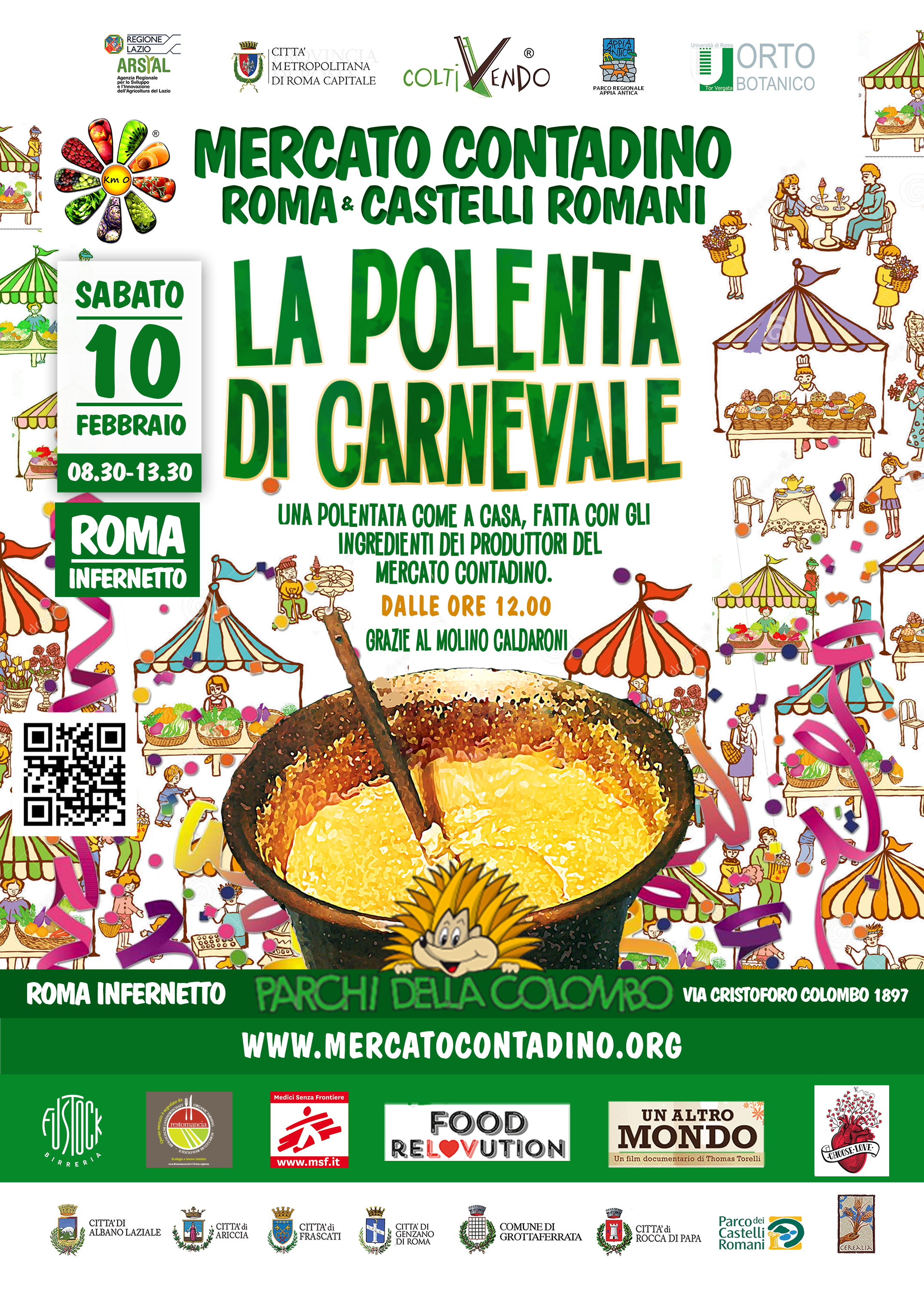 LA POLENTA DI CARNEVALE AL MERCATO CONTADINO DEI CASTELLI ROMANI AI PARCHI DELLA COLOMBO